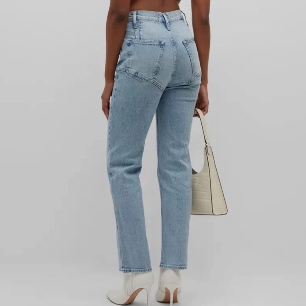TRIARCHY Stirrup High Waisted Seamed Straight Denim Jeans Size 27 Neiman Marcus